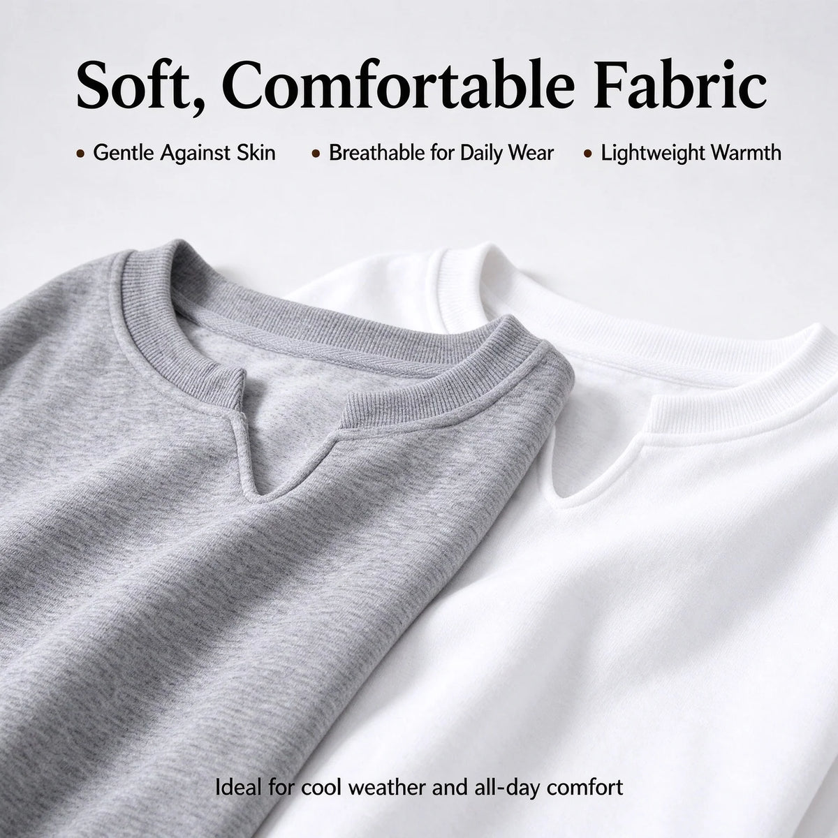 Women's Sweatshirt Lightweight Knit Notched V-Neck Ribbed Cuffs