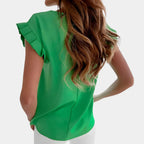 Women's T-Shirt Flutter Sleeves Soft Breathable Fabric