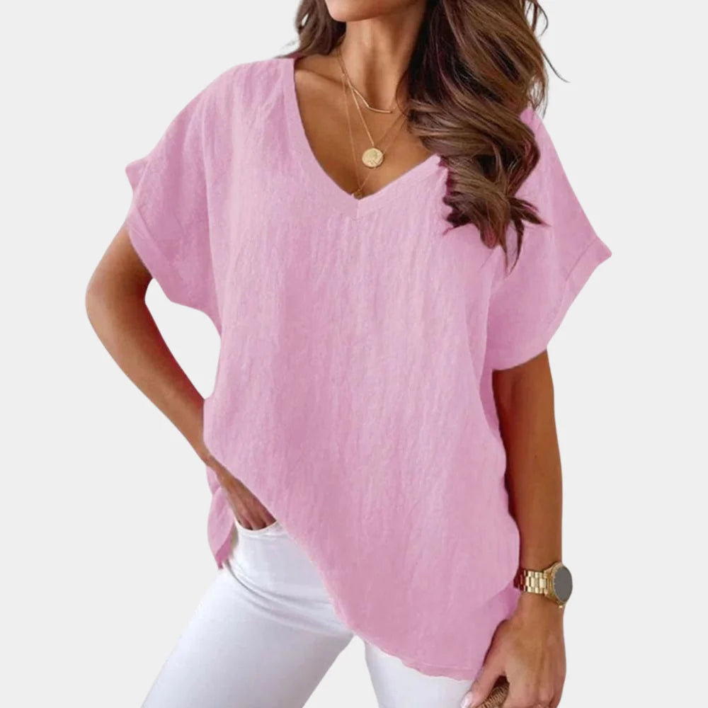 Women's V-Neck T-Shirt Soft Breathable Cotton