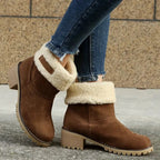 Women's Winter Boots Memory Foam Low Block Heel Slip-Resistant