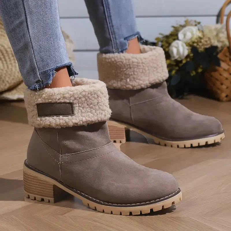 Women's Winter Boots Memory Foam Low Block Heel Slip-Resistant