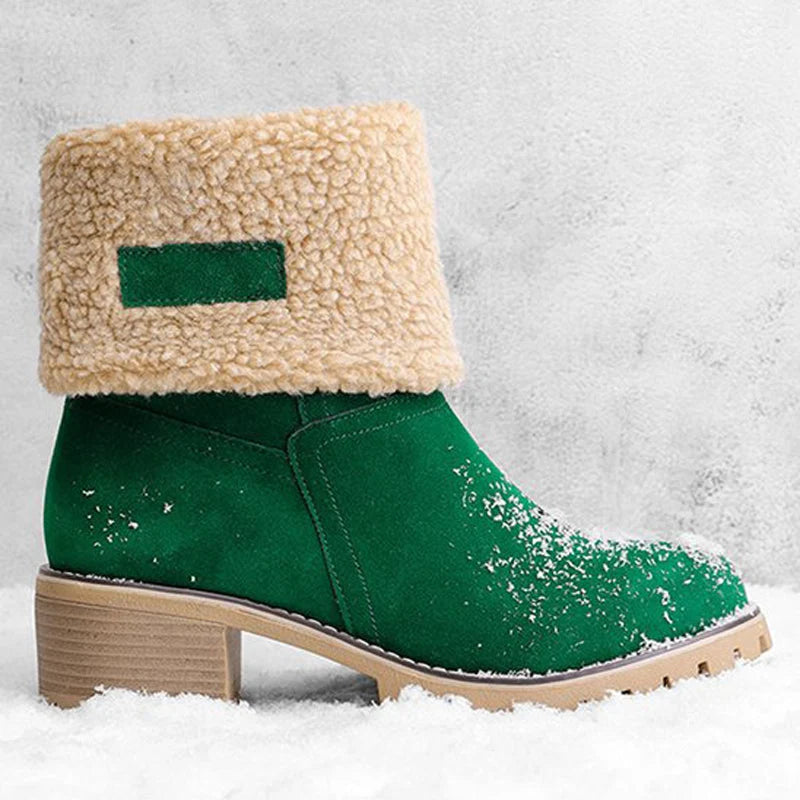 Women's Winter Boots Memory Foam Low Block Heel Slip-Resistant