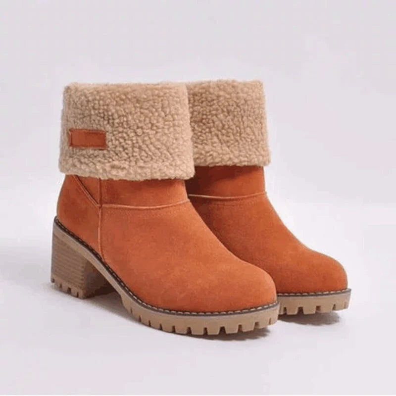 Women's Winter Boots Memory Foam Low Block Heel Slip-Resistant