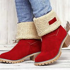 Women's Winter Boots Memory Foam Low Block Heel Slip-Resistant