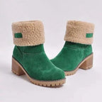 Women's Winter Boots Memory Foam Low Block Heel Slip-Resistant