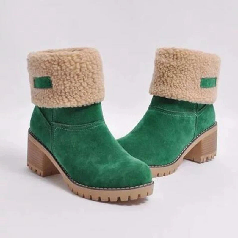 Women's Winter Boots Memory Foam Low Block Heel Slip-Resistant