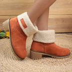 Women's Winter Boots Memory Foam Low Block Heel Slip-Resistant