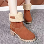 Women's Winter Boots Memory Foam Low Block Heel Slip-Resistant