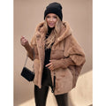 Women's Winter Coat Quilted Puffer Faux Fur Hood