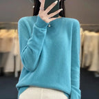 Women's Wool Sweater Australian Wool Slim Fit O-Neck
