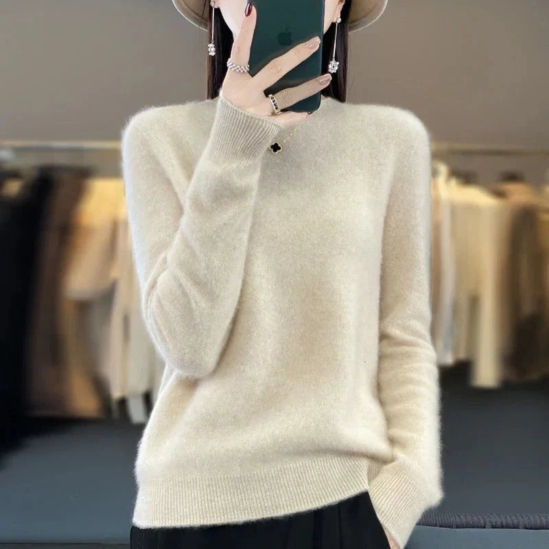 Women's Wool Sweater Australian Wool Slim Fit O-Neck
