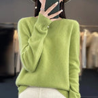 Women's Wool Sweater Australian Wool Slim Fit O-Neck