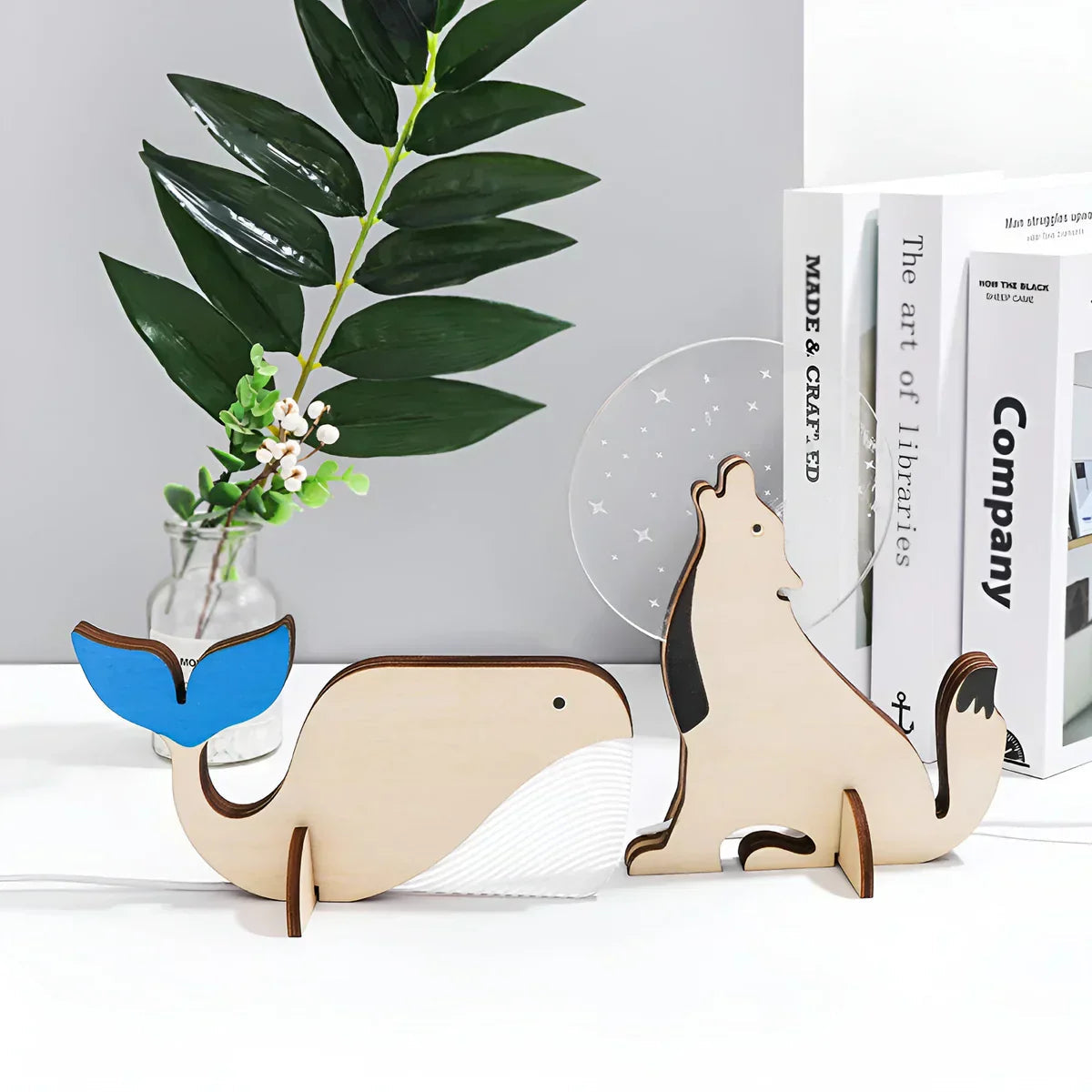 Wood & Acrylic USB-Powered Touch-Activated Kids Night Light