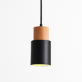Wood & Aluminum Cylindrical Pendant Light (Adjustable Height)