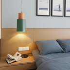 Wood & Aluminum Cylindrical Pendant Light (Adjustable Height)