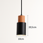 Wood & Aluminum Cylindrical Pendant Light (Adjustable Height)