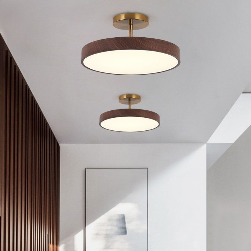 Wood Grain Dimmable LED Semi-Flush Ceiling Light (Adjustable Color Temp)
