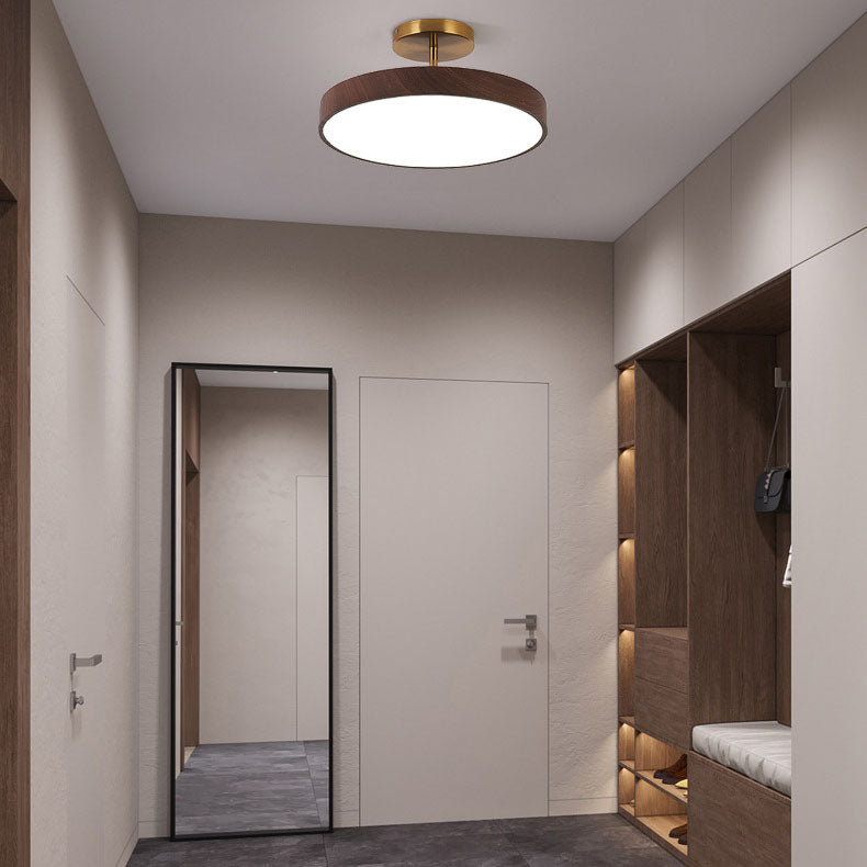 Wood Grain Dimmable LED Semi-Flush Ceiling Light (Adjustable Color Temp)