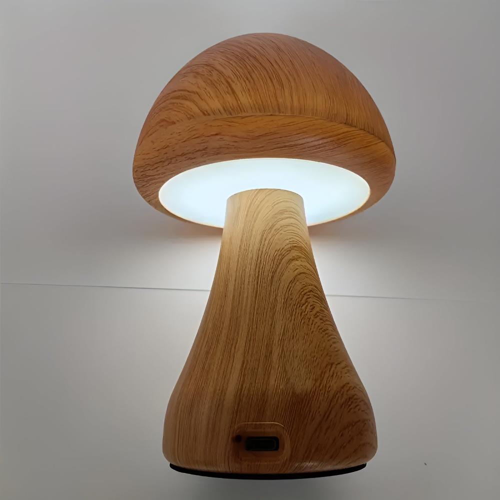 Wood-Grain USB-C Rechargeable LED Table Lamp