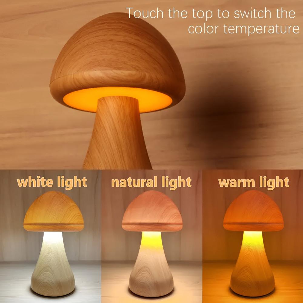 Wood-Grain USB-C Rechargeable LED Table Lamp