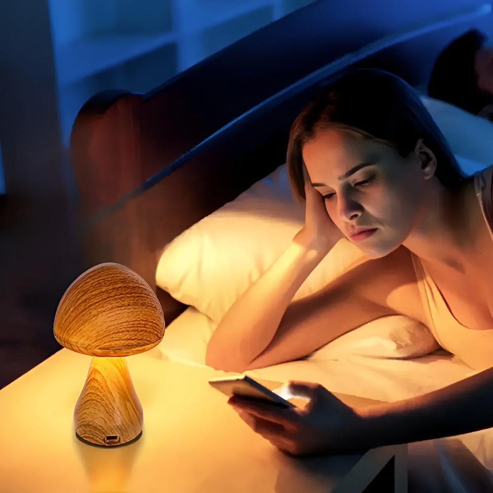 Wood-Grain USB-C Rechargeable LED Table Lamp
