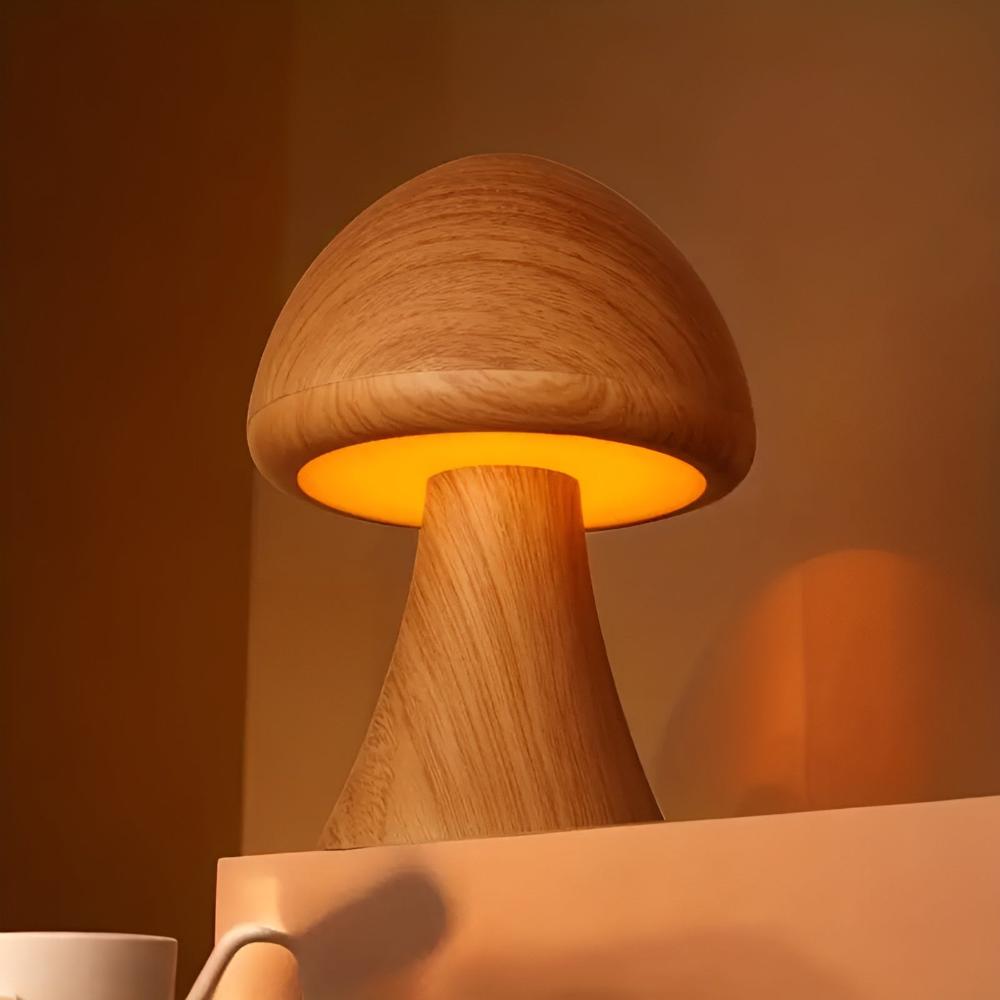 Wood-Grain USB-C Rechargeable LED Table Lamp