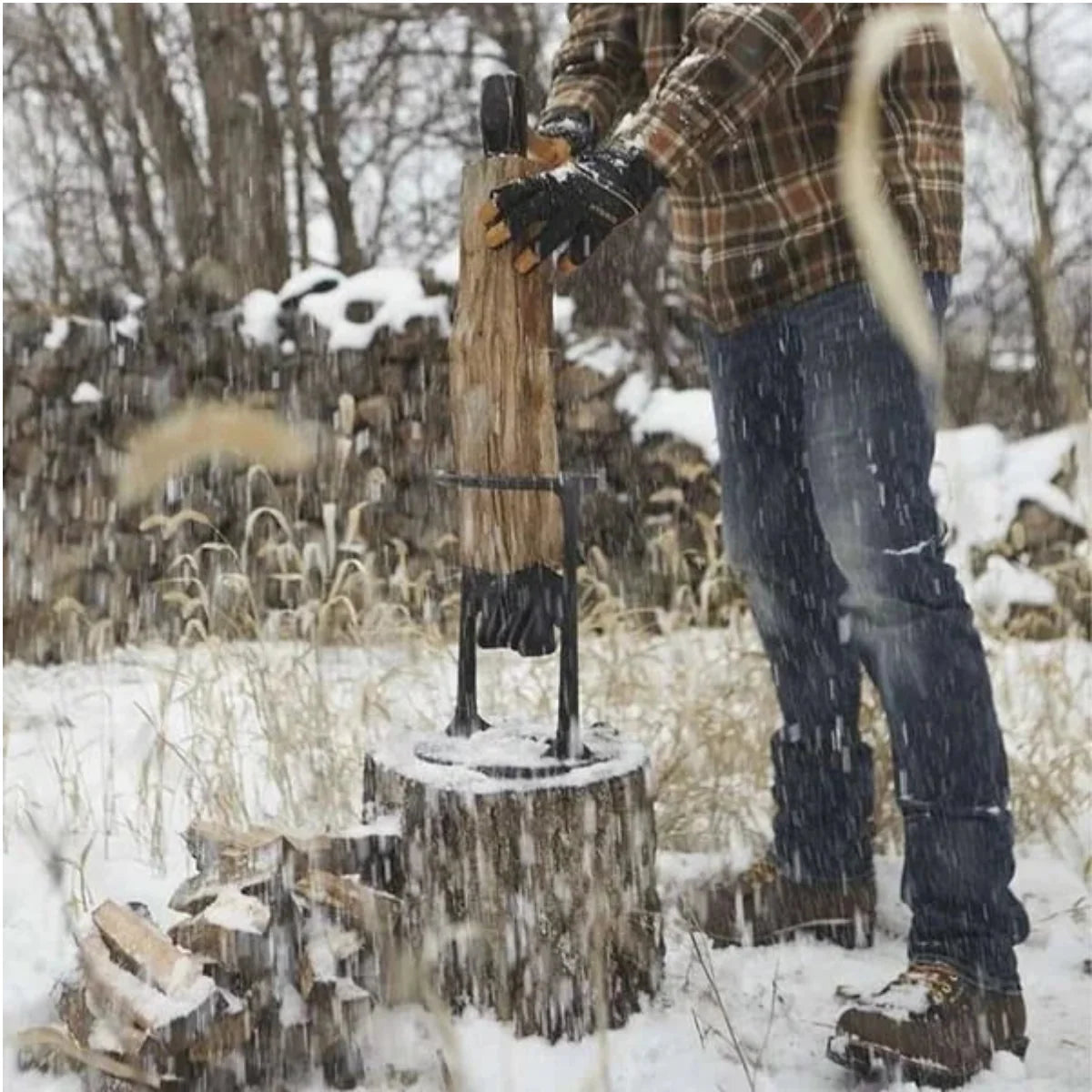 Wood Splitter Manual Cast Iron Safety Frame