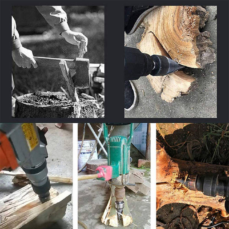 Wood Splitting Drill Bit Carbon Steel U-Shaped Thread Universal Fit