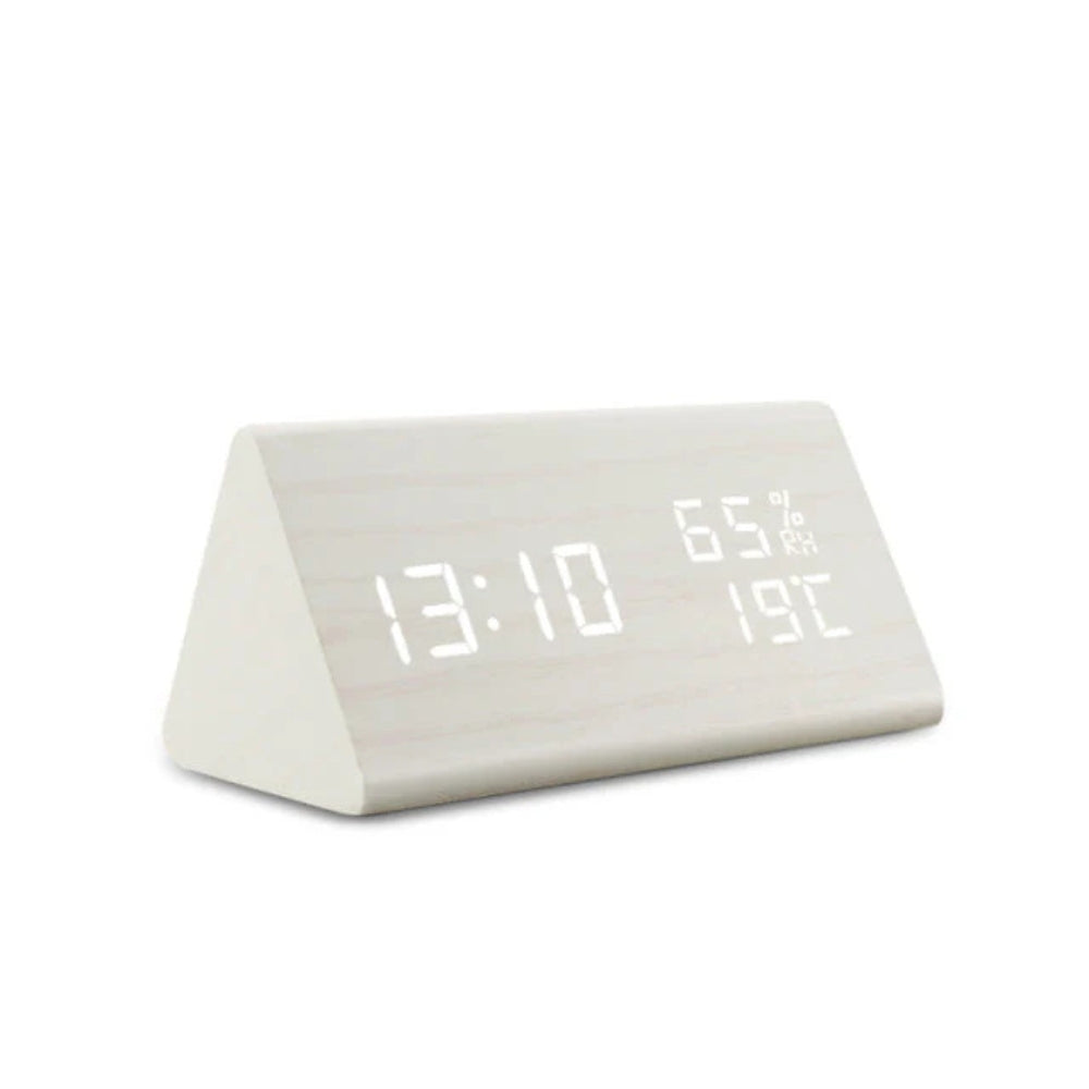 Wood-Textured HD LED Digital Alarm Clock (Triangle Design)