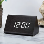 Wood-Textured HD LED Digital Alarm Clock (Triangle Design)