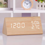 Wood-Textured HD LED Digital Alarm Clock (Triangle Design)