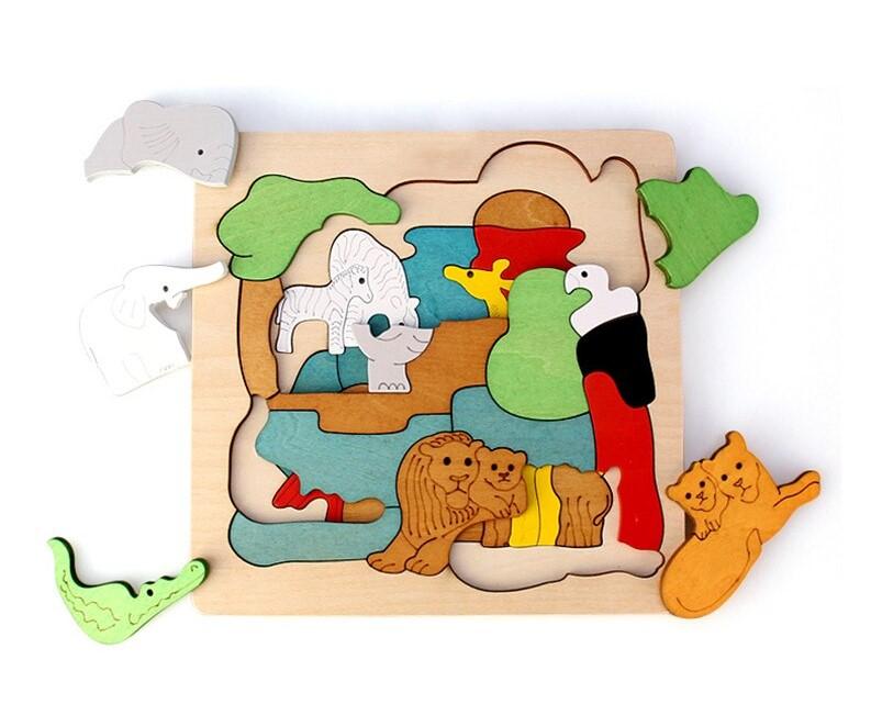 Wooden Animal Puzzle Multi-Layer Non-Toxic Paints