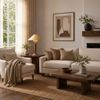 Wooden Base & Fabric Shade Plug-In Table Lamp