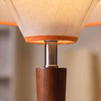 Wooden Base & Fabric Shade Plug-In Table Lamp