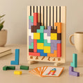 Wooden Block Puzzle Upright Stand 40+ Colorful Blocks