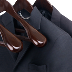 Wooden Clothes Hangers Curved Metal Hardware Set of 4