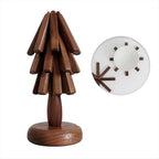 Wooden Coasters Tree-Shaped Holder Set of 3