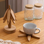 Wooden Coasters Tree-Shaped Holder Set of 3
