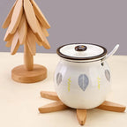 Wooden Coasters Tree-Shaped Holder Set of 3