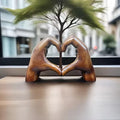 Wooden Heart Figurine Handcrafted Natural Grain