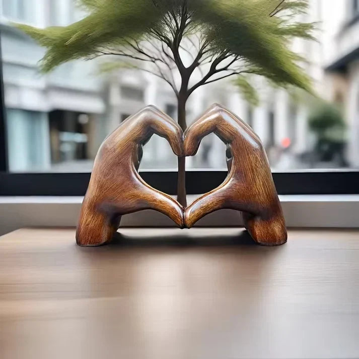 Wooden Heart Figurine Handcrafted Natural Grain
