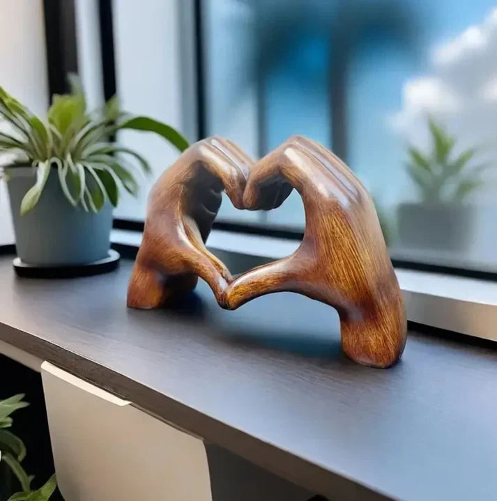 Wooden Heart Figurine Handcrafted Natural Grain