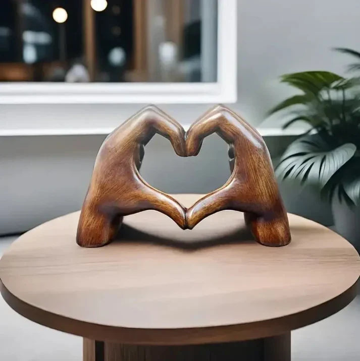 Wooden Heart Figurine Handcrafted Natural Grain