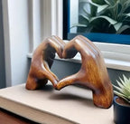 Wooden Heart Figurine Handcrafted Natural Grain
