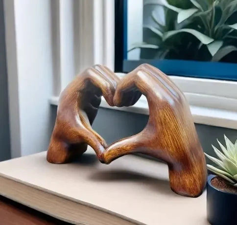 Wooden Heart Figurine Handcrafted Natural Grain