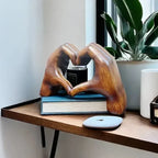 Wooden Heart Figurine Handcrafted Natural Grain