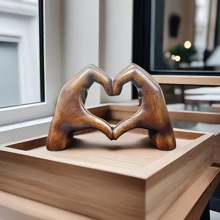 Wooden Heart Figurine Handcrafted Natural Grain