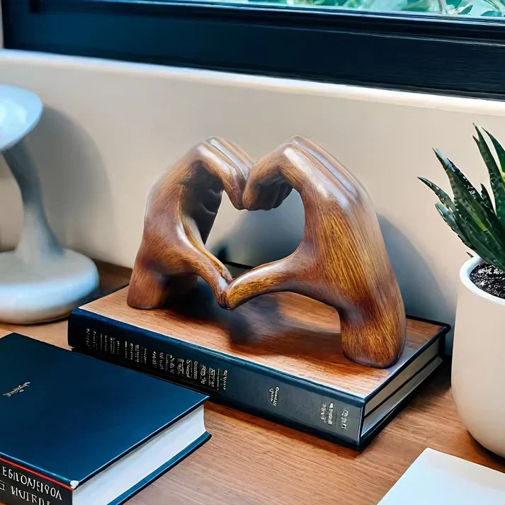 Wooden Heart Figurine Handcrafted Natural Grain