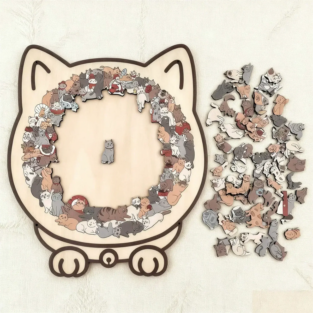 Wooden Puzzle Cat Silhouette 135 Pieces