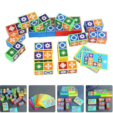 Wooden Puzzle Educational 20 Blocks & 60 Cards